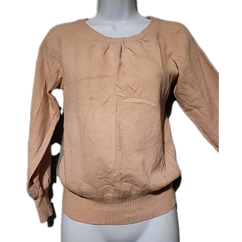 VTG Liz Claiborne Sm Sweater Angora‎ Lambs Wool Pink Balloon Sleeve